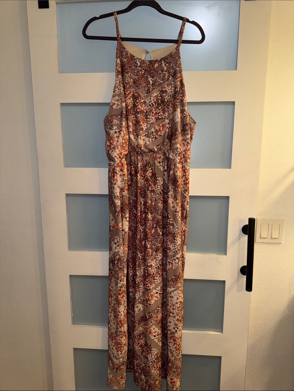 Maurices Cream, purple, mauve and grey/Brown Floral Maxi Dress